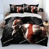3D God of War Game Gamers Kratos Bedding Set Print With Pillowcase Bed Duvet Cover Soft Single Double Queen Super King Size