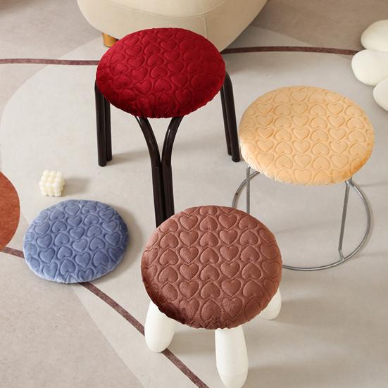 Rund krakkovertrekk Hjertepreget design Myk flanell Elastisk bånd Sklisikker setepute Stoltrekk Krakktilbehør