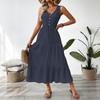 2026 European Strappy Sleeveless V-neck Solid Color Women's Summer Dress