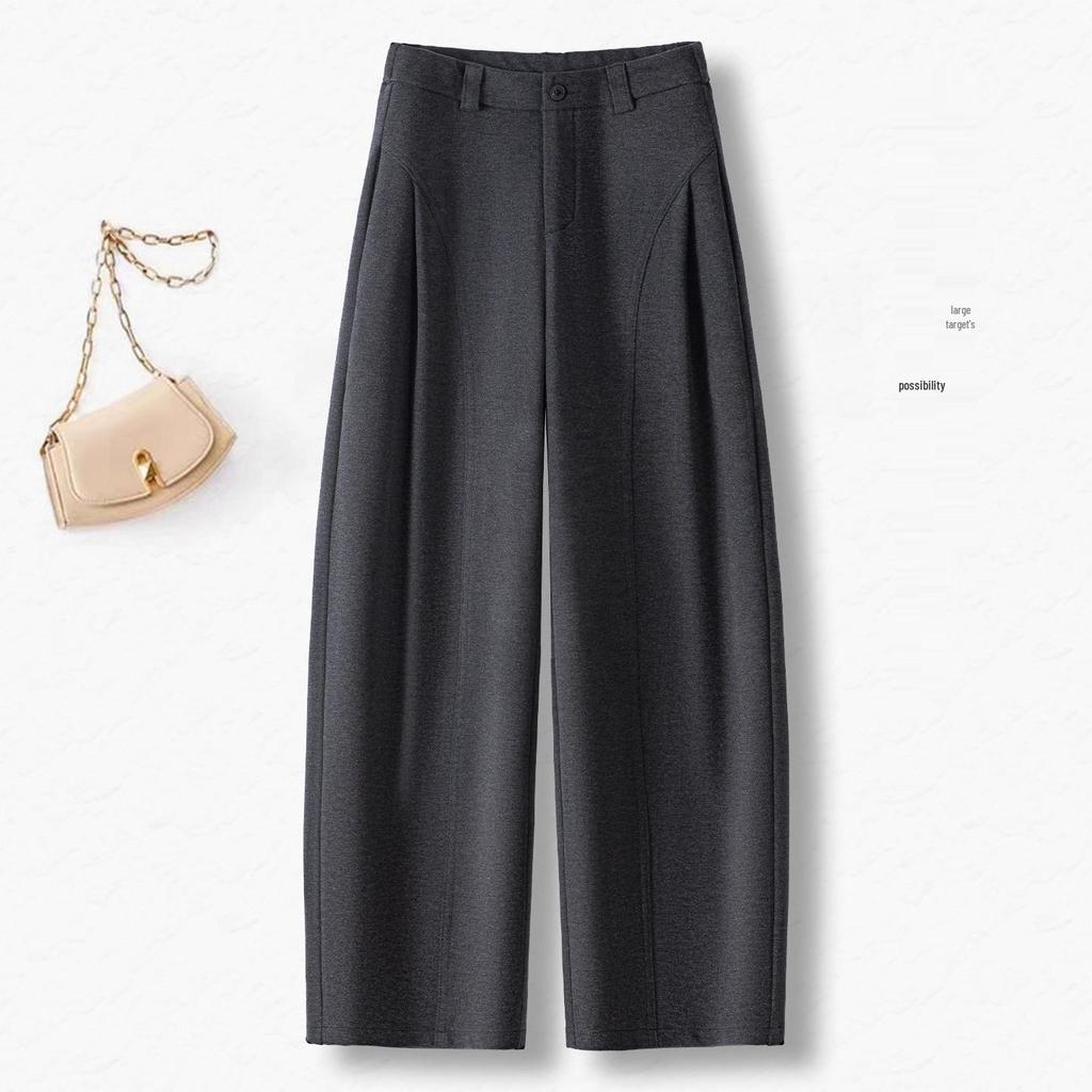 Woolen High-Waisted Wide-Leg Pants for Women - Autumn/Winter 2025, Casual Loose Fit, Thickened Drape.