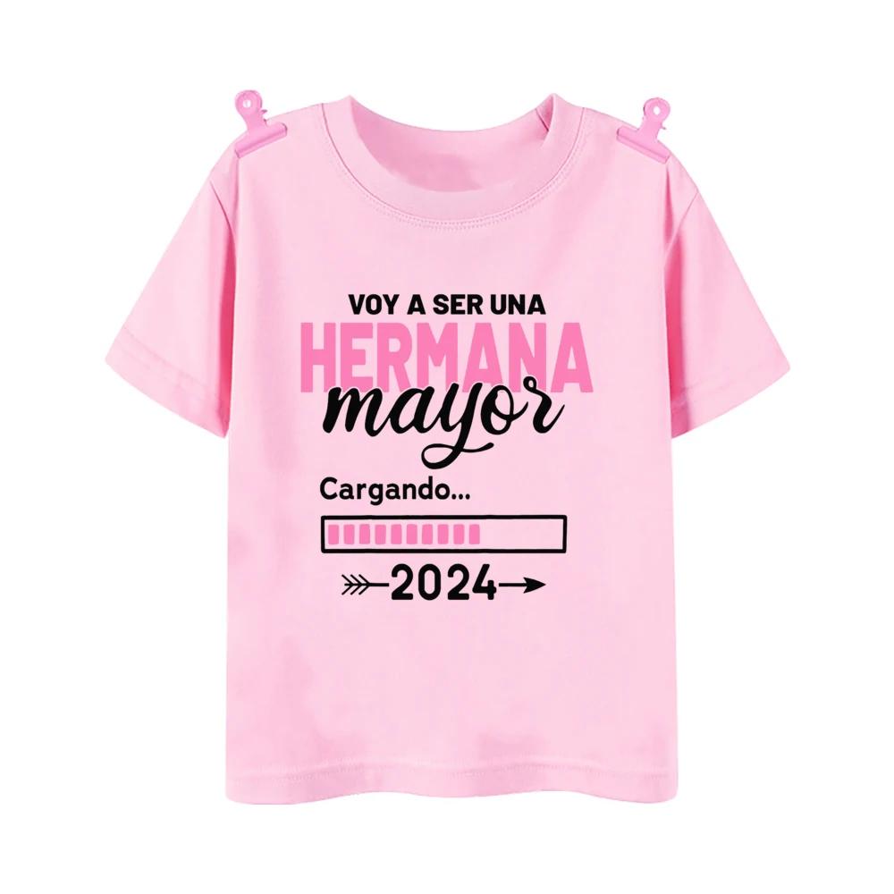 I Will Become The Best Sister in The World Kids Shirt Baby Announcement Tshirt Spanish Print Girls Tops Child Short Sleeve Tee