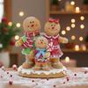 Christmas Gingerbread Figurine Decoration Resin Boy Girl Family Statue Ornaments Christmas Gingerbread Man Decor For Living Room