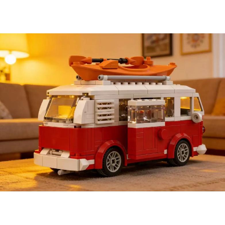 Technisches Auto T1 MOC Wohnmobil Fahrzeugmodell Bausteine Kindergeschenke Stadtauto Spielzeug Festival Party Geschenke
