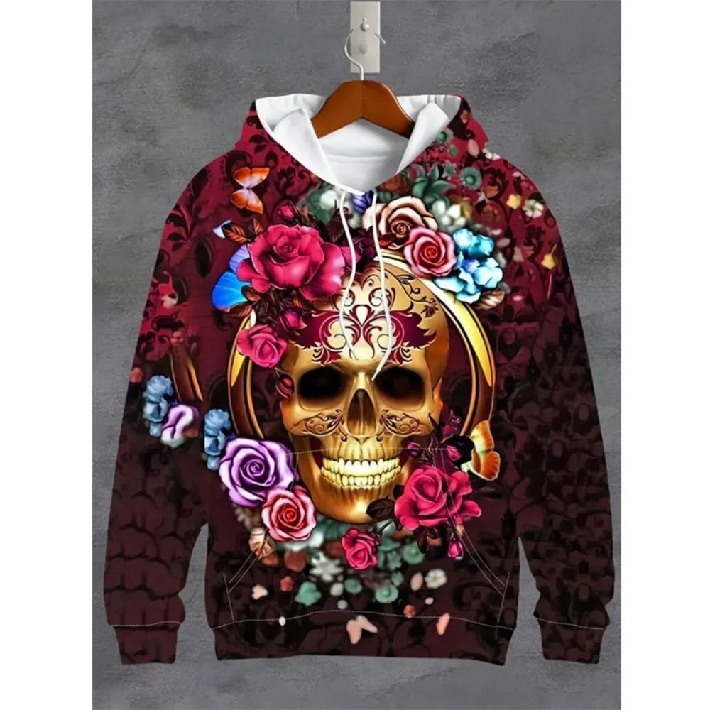 Vintage Herren- und Damen-Sweatshirt 3D Totenkopf Grafikdruck Lässiger Hoodie Herbst Übergroße Kleidung Harajuku Langarm Kinder Pullover