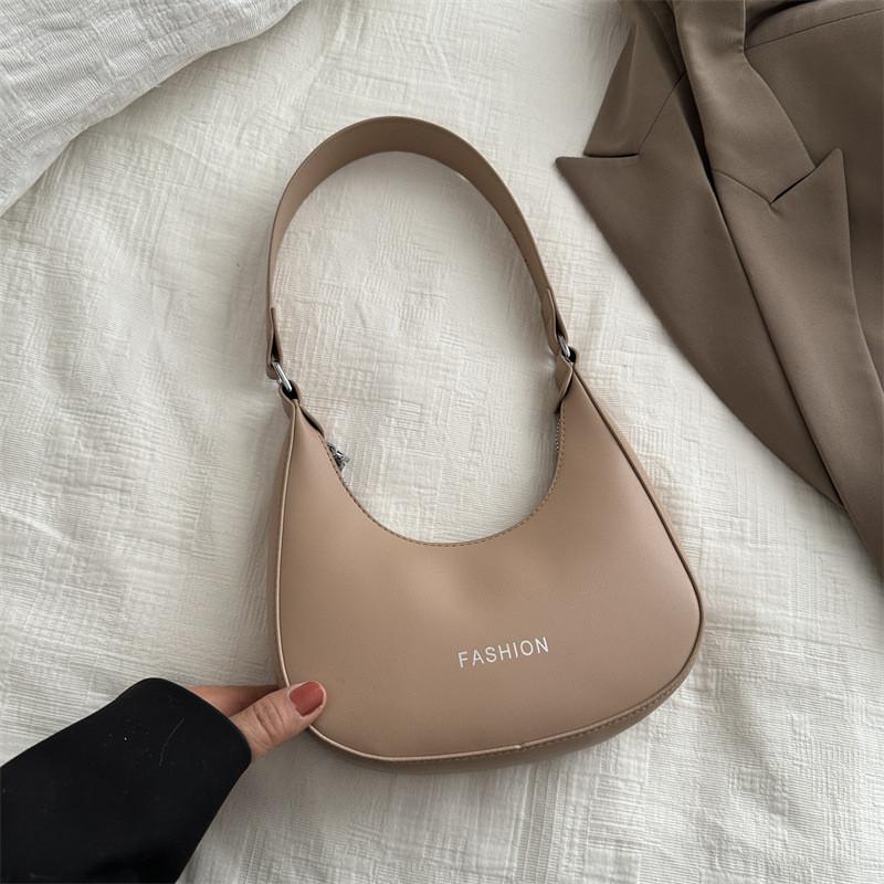 

Trendy New Moon Bag Stylish Retro Shoulder Bag For Casual Everyday Use In Black White Brown Blue Purple And Khaki Colors хакі