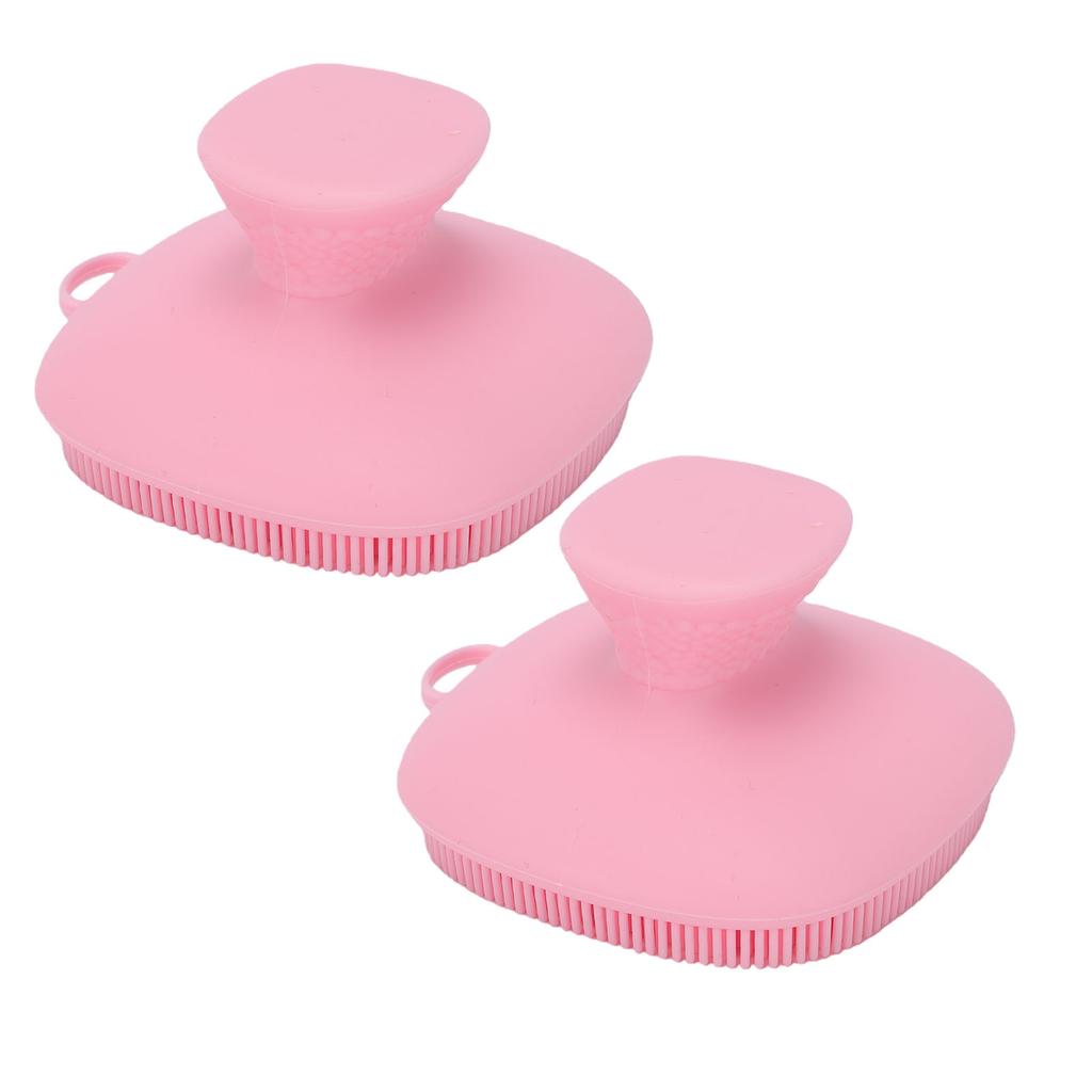2pcs Silicone Face Scrubber with Hanging Hole Food Grade Water Proof Portable Face Exfoliator Scrubber Pink