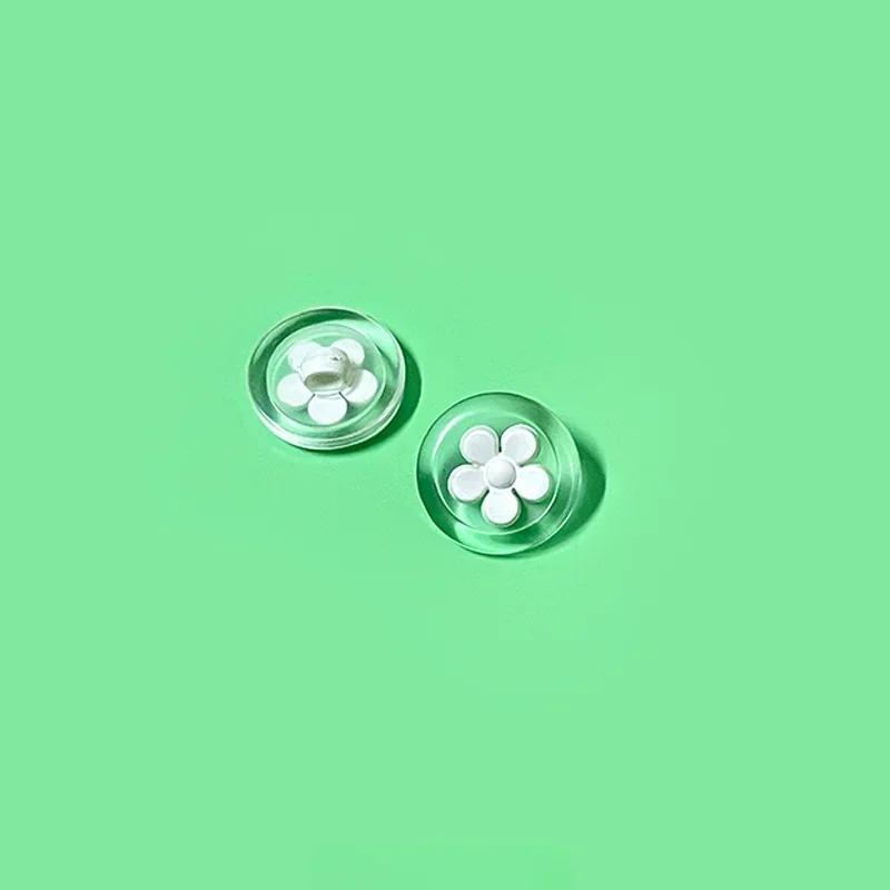 

10Pcs 18mm Transparent Flower Buttons Round Plastic Shank Buttons DIY Apparel Sewing Accessories 18mm білий