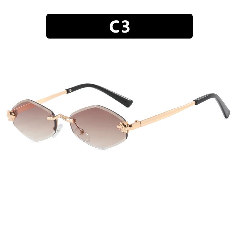 2024 Frameless Cut-Edge Rhombus Snake Sunglasses - Fashionable European & American Beach UV Protection Eyewear