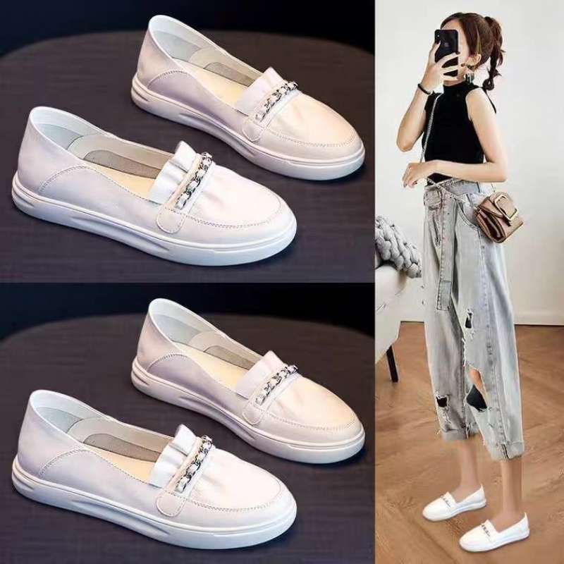 Little White Shoes Women's Shoes Spring and Autumn 2025 New Flat Bottom Shallow Mouth One Pedal Shoes Doudou Casual Single Shoes Pregnant Women