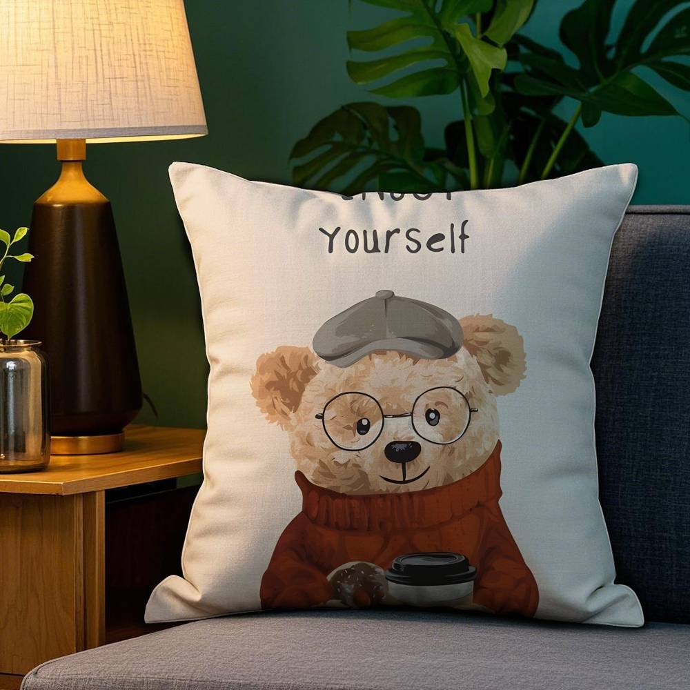 Uroczy Towarzysz Dzieci Pluszowa Pościel z Misiami Miękka Dwustronny Nadruk Poduszka Dekoracyjna do Domu