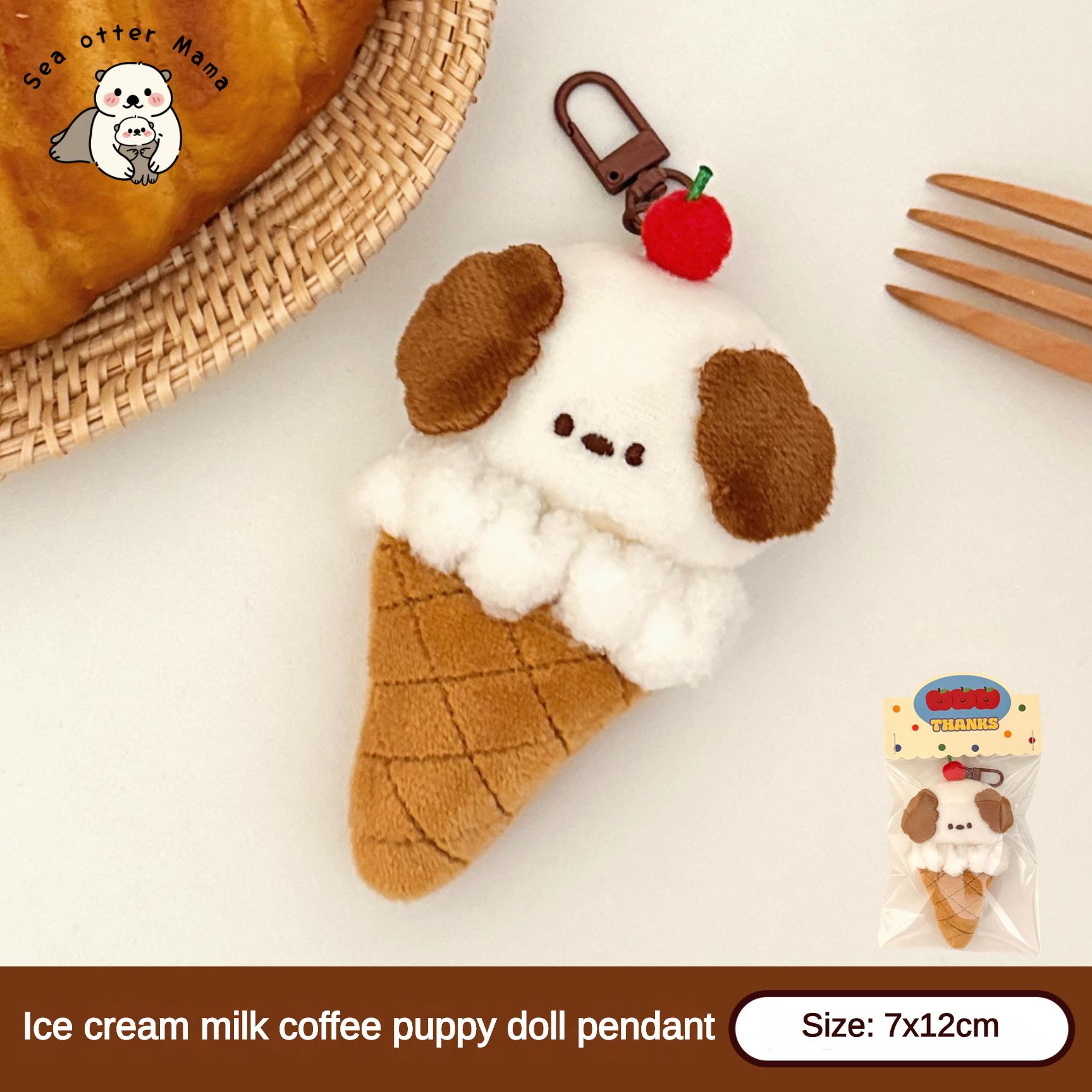1/5 Pcs Cute Plush Pendant Ice Cream Animal Pendant Backpack Keychain Versatile Pendant Plush