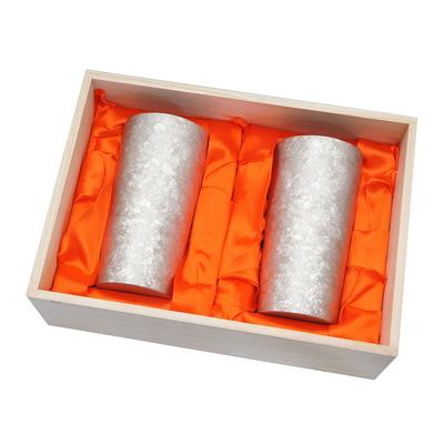 HORIE Hecho en la Prefectura de Niigata Vaso Doble de Titanio Creación de Horno Premium 350cc Juego de 2 Plata T08KMS350SET Tsubame,