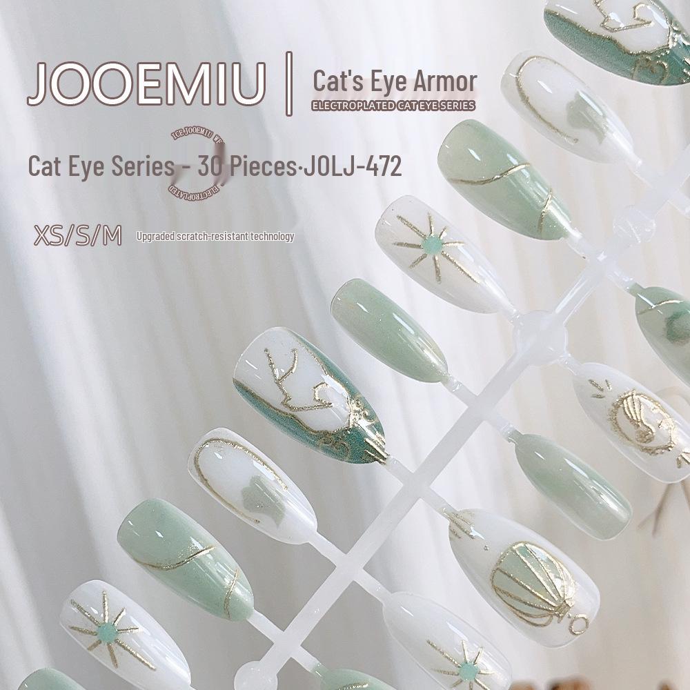 

Almond Stardust Cat-eye 3D Gilded Removable Wearable Nail Art Set - 30 Pieces