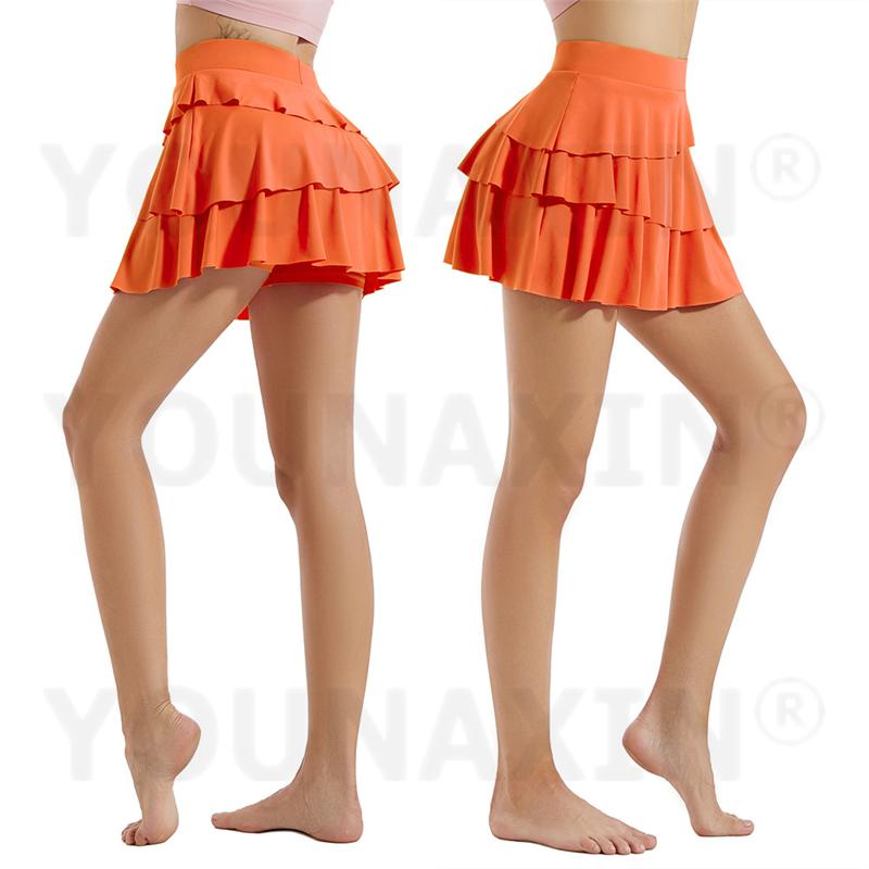 Damen Tennis Culottes Yoga Hohe Taille Tasche Fitness Plissee Rock Training Athletisch Laufen Sportshorts Futter S M L XL 2XL