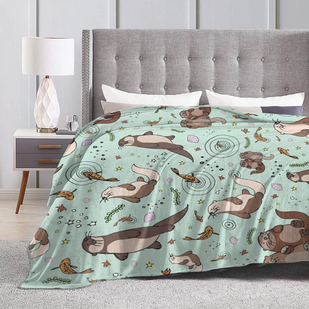 Cartoon Sea Lazy Flannel Blanket Sofa Bedroom Cute Decorative Blanket Portable Lunch Break Blanket