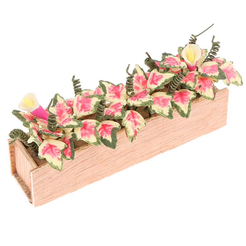 1:12 Dollhouse Miniature Flower Bushes Potted Plant Flower Bed Flower Bonsai Model Garden Home Decor Doll House Accessories