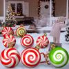 1-5PC Inflatable Christmas Candy Ball Outdoor Lawn Garden Decoration Holiday Ornament Fun Party Prop Festive Scene Display Decor