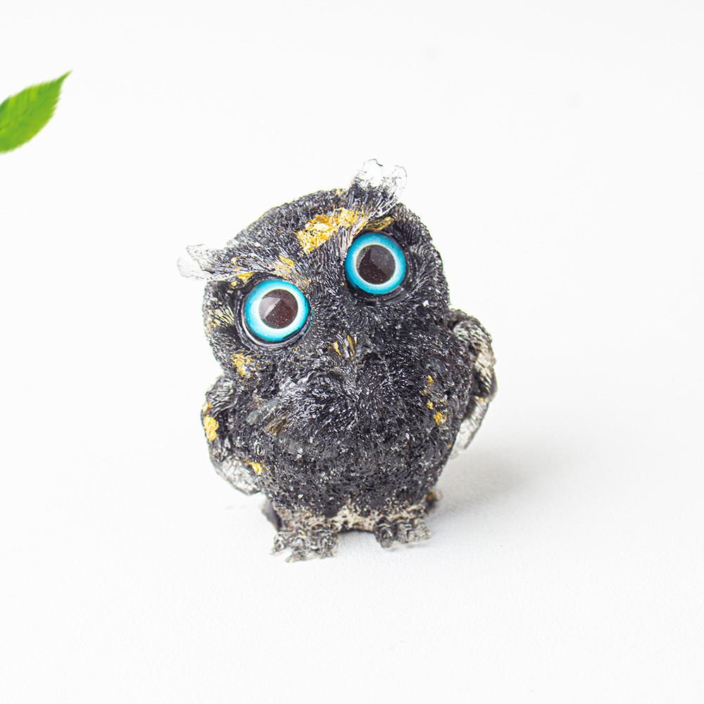 Figurine Hibou en Résine Cristal Pour Décoration Maison Bureau Cadeau Pour Amis Et Famille