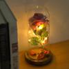Preserved   Flower LED Light with Glass Cover & Wooden Base Valentines Day Wedding Gift Red