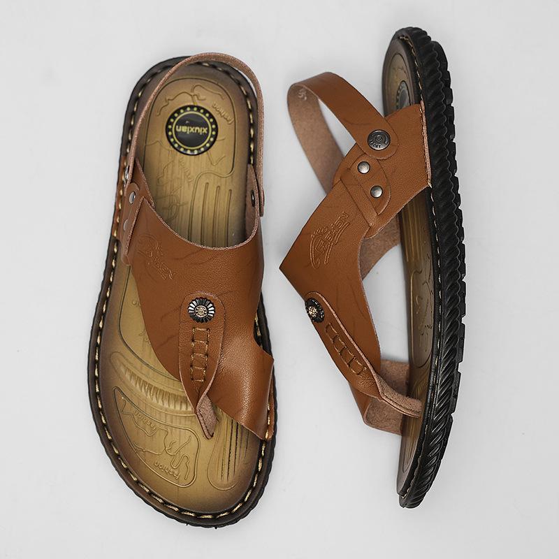 2025 New Summer Men's 2668 Large Size Sandals Trendy Men's Foot-pinching Herringbone Beach Shoes Men's Cool Slippers