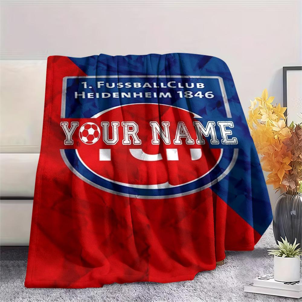 1 Stück FC Heidenheim Wappen Benutzerdefinierter Name Gemustert Flanelldecke Geeignet für Alle Jahreszeiten Für Heimdekoration Wärme Und Komfort Geschenke Feiertagsgeschenk
