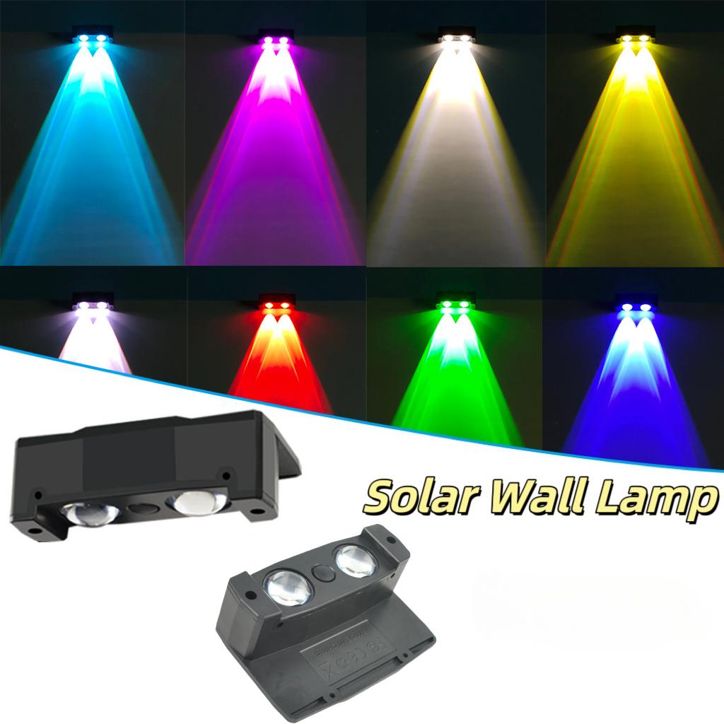

2/4Packs Solar Wall Lights Waterproof 2LED Spotlight RGB Solar Wall Wash Lamp Outdoor Porch illumination for Patio Garden Fence 2PCS