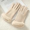 Women Cute Lovely Sweety Winter Keep Warm Touch Screen Add Velvet Windproof Gloves Cycling Solid Spontaneous Fever
