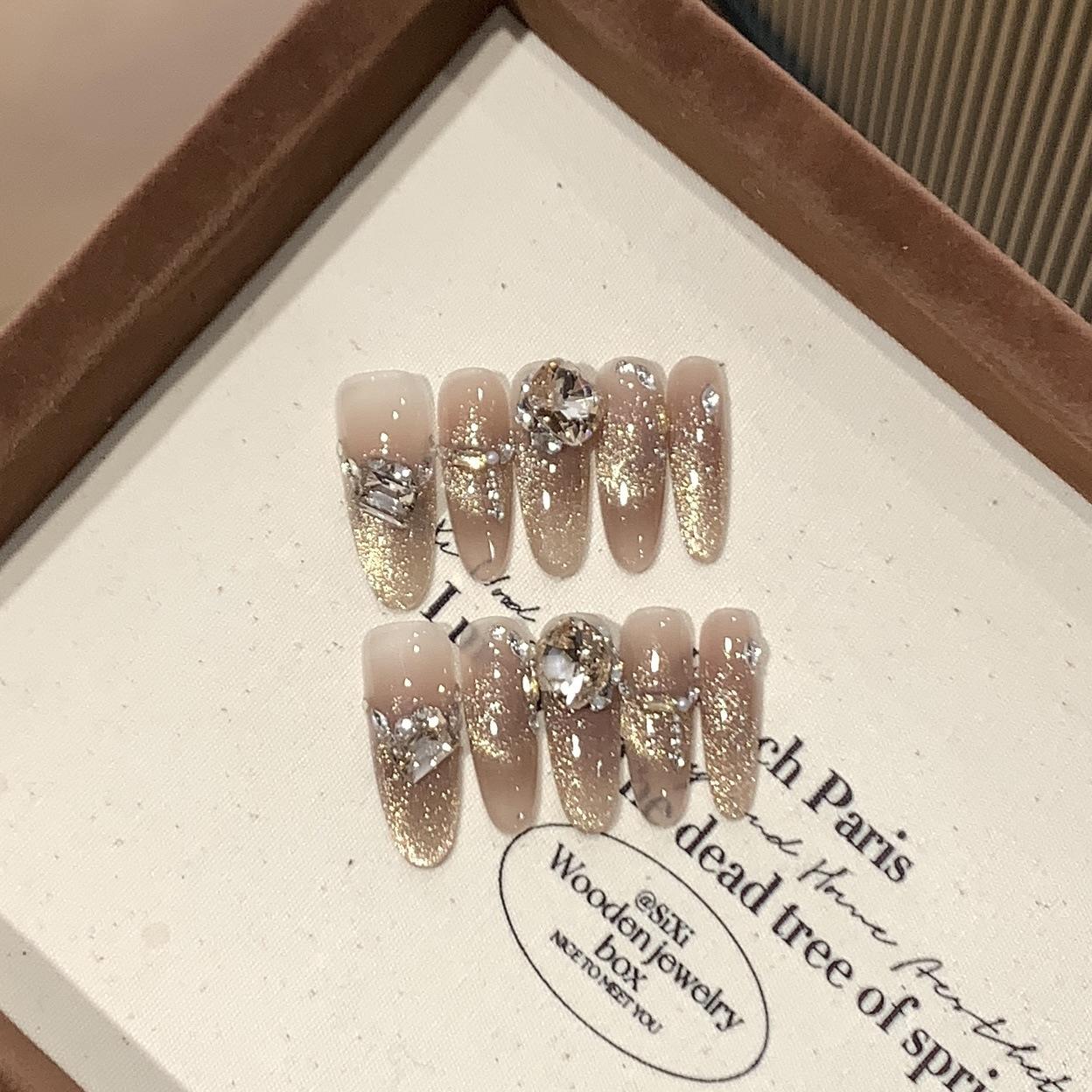 

Съемная носимая броня ручной работы Golden Flash French Cat Eye Pearl Small Diamond Dusk L