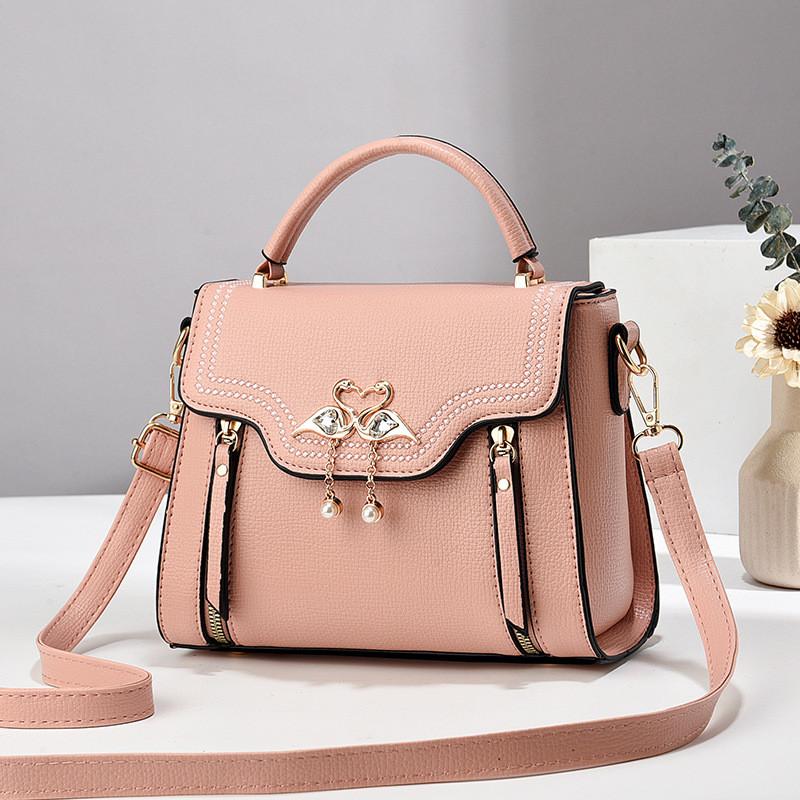 

Fashionable Leather Pu Small Square Handbag Lightweight Daily Use Bag Crossbody Pink