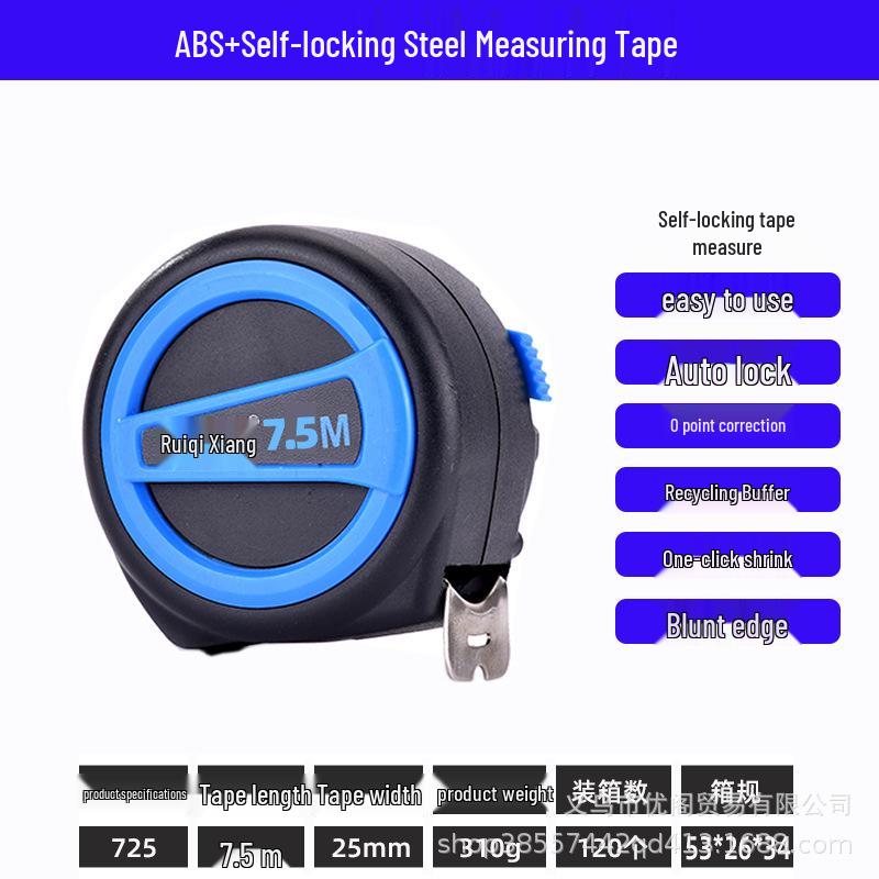 High-Precision Self-Locking 10m Measuring Tape, Drop-Resistant Woodworking Tool with Rubber Grip and 5m Stainless Steel Case
