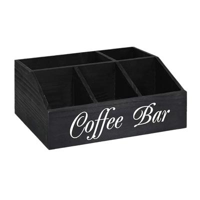 Multi Functional Coffee Accessories Storage Box Natural Wood Teas Condiment Organizer with Multiple Compartments