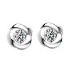 S925 Silver Rotating Love Daughter Style Diamond Stud Earrings, Korean Fashion Jewelry