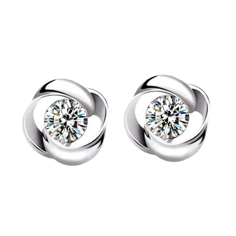 S925 Silver Rotating Love Daughter Style Diamond Stud Earrings, Korean Fashion Jewelry