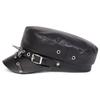 Riveted PU Leather Navy Hat Men and Women Flat Top Cap Fashion Painter Hats Artist Beret Caps