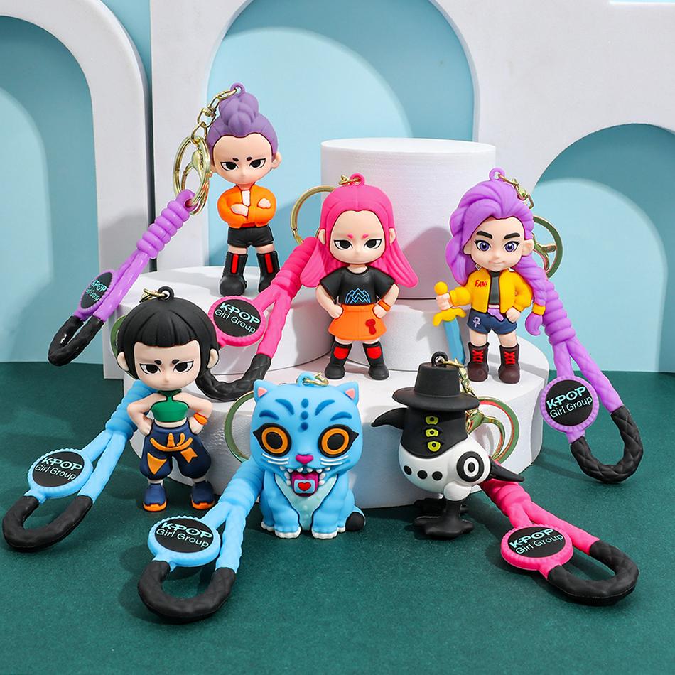 Kpop Demon Hunters Huntrix Saja Boys Keychains for Accessories Jewelry Rumi Zoey Jinu Mira Sold My Soul Keyrings Fans Gifts