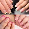 5Colors/120Pc Short Square French Press-On Nail Set Soft Gel Glossy Acrylic Full Coverage Nail Tips Purple Pink Ombre False Nail