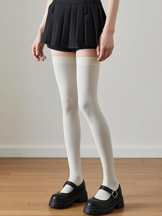 Velvet Thigh-High Socks with Red Bow for Halloween and Christmas