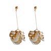 Elegant Trendy Korean Hanging Petals Flower Stud Earrings Dangle Earrings Drop Earrings Jewelry