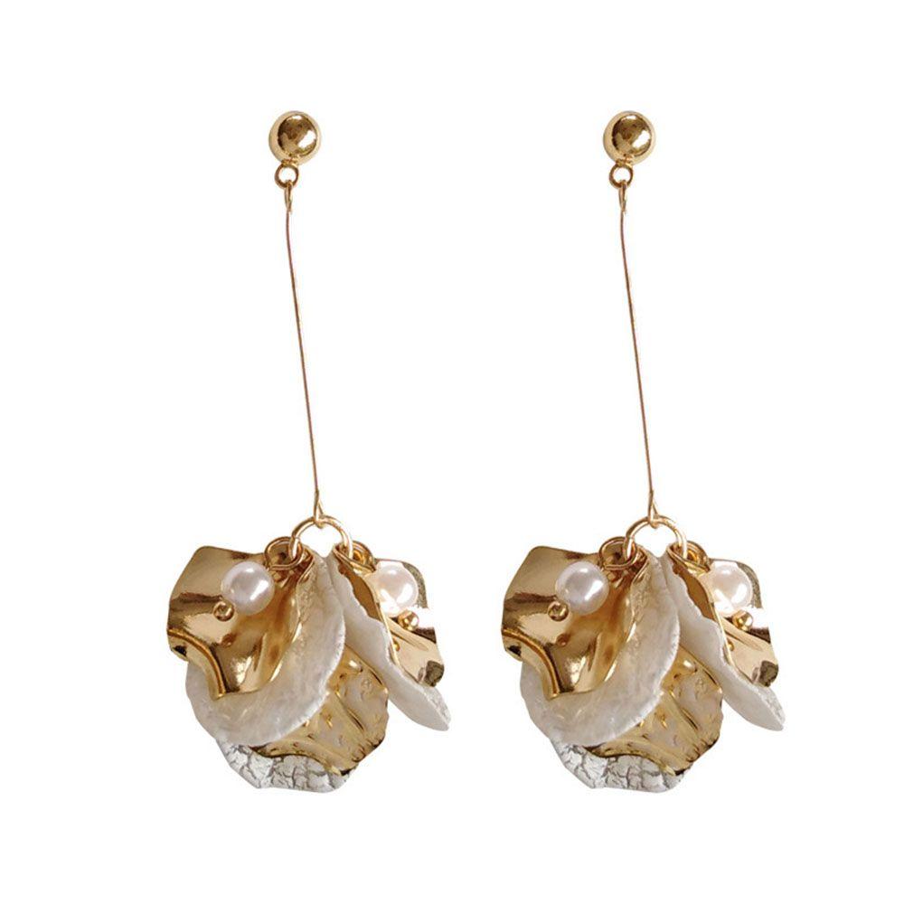 Elegant Trendy Korean Hanging Petals Flower Stud Earrings Dangle Earrings Drop Earrings Jewelry