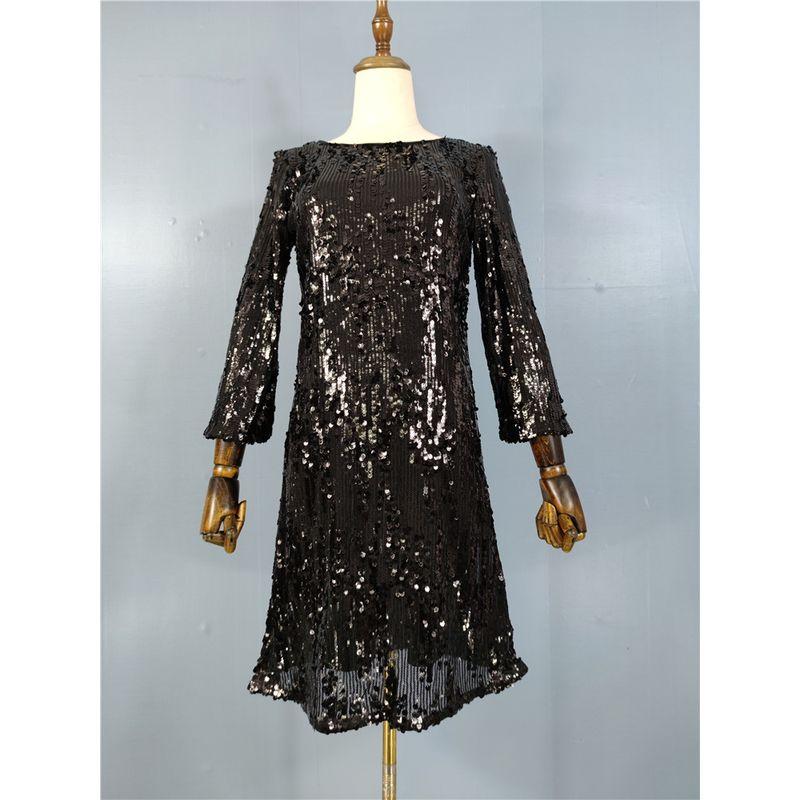 

Доступная Роскошь Диско Флэш Французское Открытая Спина Черное Платье Пайетки Black X L(42)