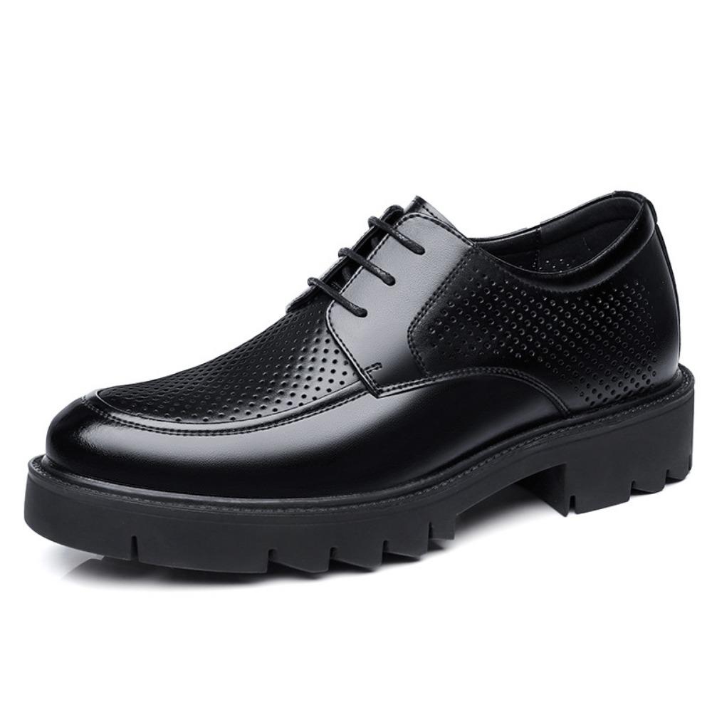 Men Height Increasing Shoes 8cm Summer Sandals 10cm Elevator Dress Leather Shoes Business Hollow Out Big Head Formal Shoes