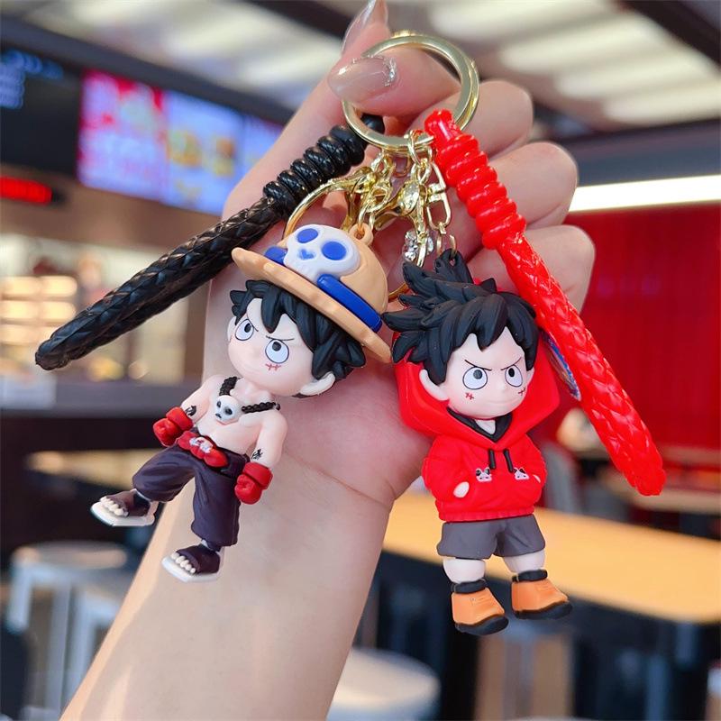 Cartoon One Piece Keychain: PVC Figurine Charm for Bags & Cars, Cute Gift