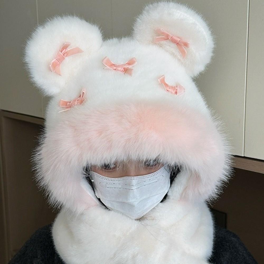 Ear Protection Bow Ear Protection Hat Thickened Lei Feng Cap Balaclava Hat  Female/Girls