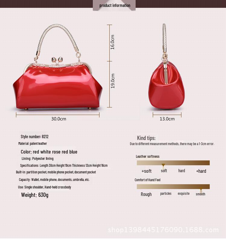 2025 Fashion Patent Leather Women's Crossbody Bridal & Evening Handbag
