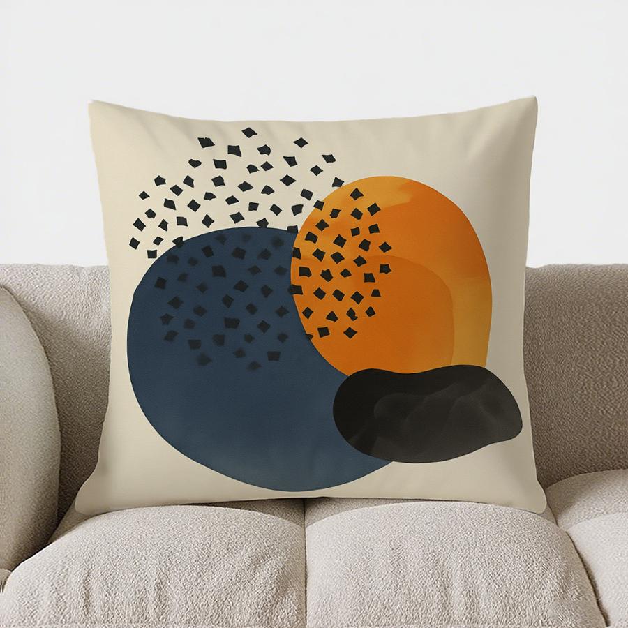 Home Decor Abstract Moon & Flower Pattern Throw Pillow Pattern Cushion Cover Suitable For Sofa Bedroom Car Pillow Cover