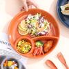 2pcs Plastic Divided Dinner Plate Microwavable Fruit Serving Tray Food  Plate  Kindergarten