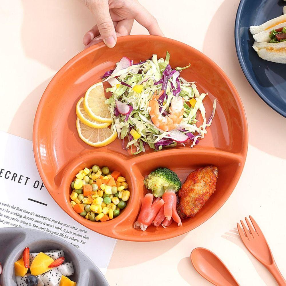 2pcs Plastic Divided Dinner Plate Microwavable Fruit Serving Tray Food  Plate  Kindergarten