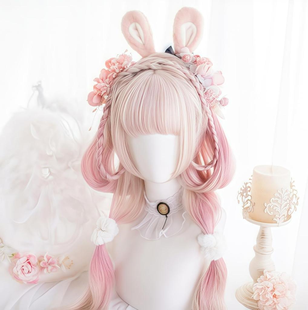RyuuCos Lolita Wig, Long Hair, Curly, Pink, Gradient, Cosplay, Heat Resistant, Costume, Gift, Event, Halloween, Christmas, School Festival, Cultural