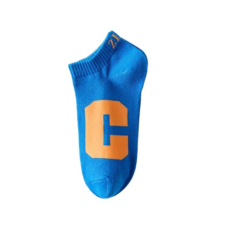 Men's and Women's Short Socks, Summer Thin, Breathable and Trendy Black and White Lettered Boat Socks, Low-top Shallow-mouth Boat Socks