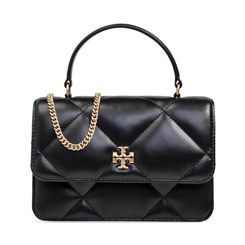 Tory Burch Kira Diamond Quilted Chain Shoulder Bag Magnetic Closure Leather Mini Crossbody Handbag Women Handbags Black 158326-001